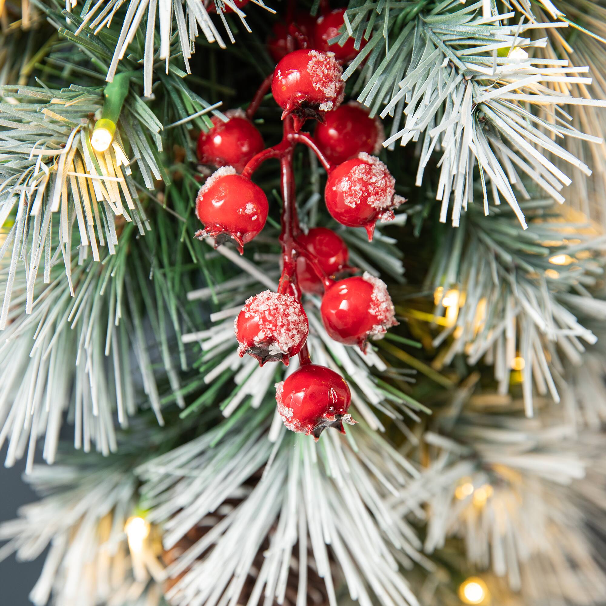 Glitzhome® 3ft. Pre-Lit Pinecones & Berries Artificial Christmas Teardrop Swag